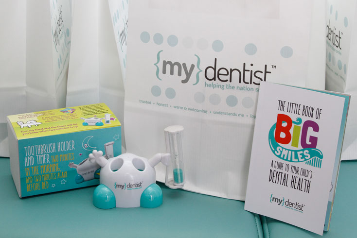 mydentist little book of big smiles, toothbrush holder and timer